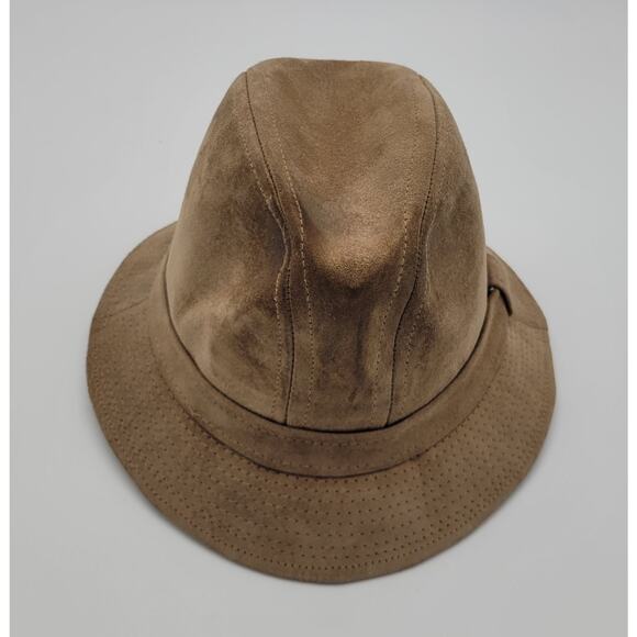 Vintage Totes Light Brown Suede Fedora Hat - Medium USA Made Indiana Jones Style - Picture 5 of 11